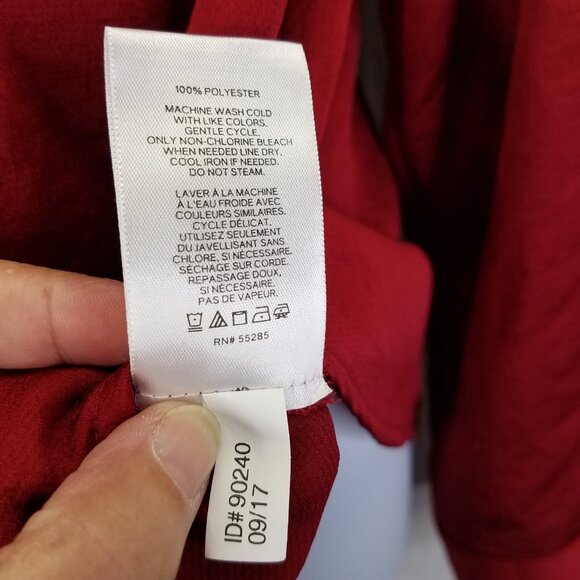 Express Portofino Button Up Camp Shirt Women's M Sleeve Slim Fit Red Pockets - Picture 9 of 12